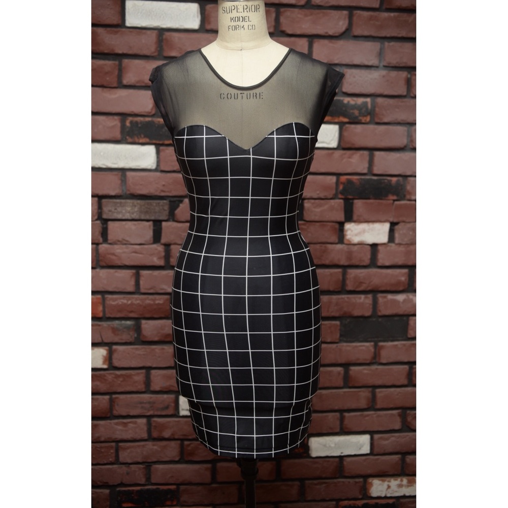 Nylon & Mesh Bodycon Dress